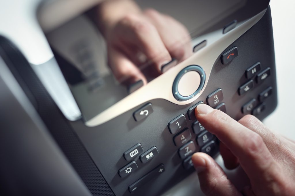 Dialing a telephone in the office